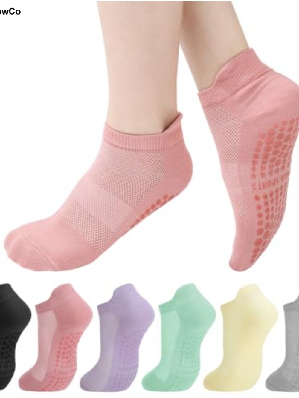 6 Pairs Pilates Socks for Women Grippy Non Slip Yoga Socks